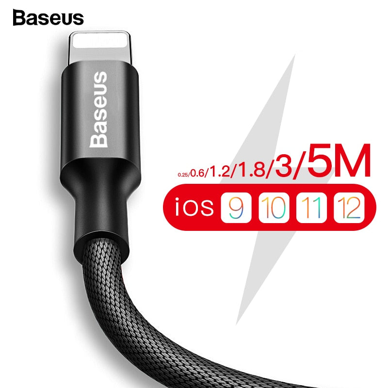 Baseus USB Cable For iPhone 11 Pro Max X XR XS 8 7 6 6s 5 5s iPad Fast Data Charging Charger USB Wire Cord Mobile Phone Cables