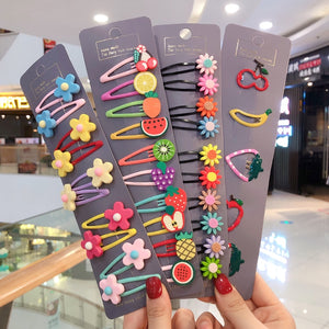 10/15 Pcs/Set Girls Cute Cartoon Animals Fruit 5 cm Hairpins Children Lovely Hair Clips Barrettes Headband Kids Hair Accessories