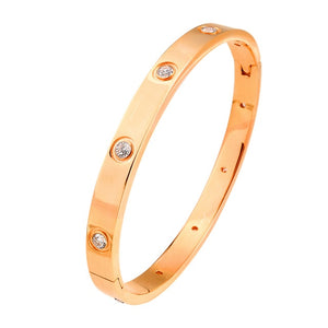 Fashion Brand Women Bracelets & Bangles Open Cuff Design Stainless Steel Crystal Bracelets Luxury Rose Gold Jewelry for Wedding