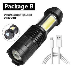 Built in battery XP-G Q5 Zoom Focus Mini led Flashlight Torch Lamp 2000 Lumens Adjustable Penlight Waterproof For Outdoor