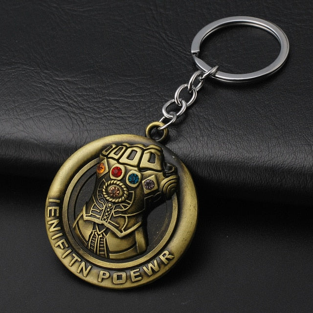 2019 Marvel The Avengers Keychain Thor's Hammer Thanos Gauntlet Captain America Shield Hulk Batman Mask Key Ring Wholesale