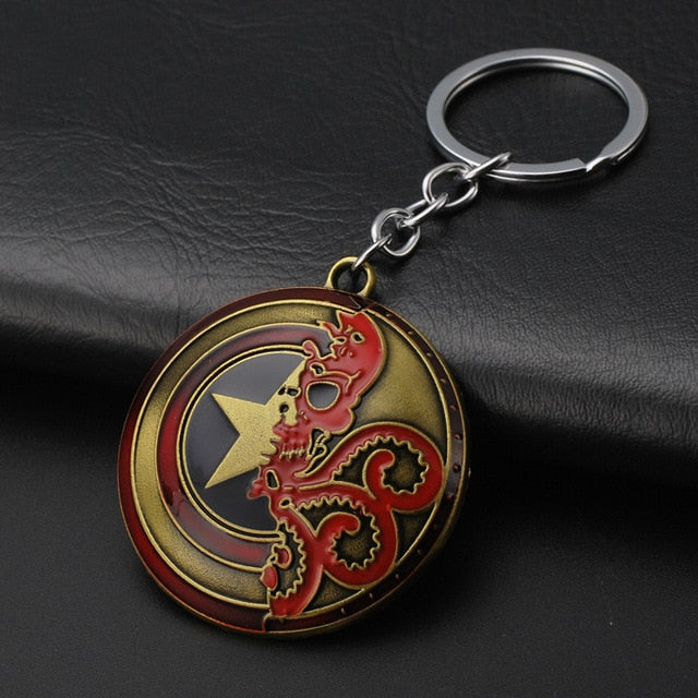 2019 Marvel The Avengers Keychain Thor's Hammer Thanos Gauntlet Captain America Shield Hulk Batman Mask Key Ring Wholesale