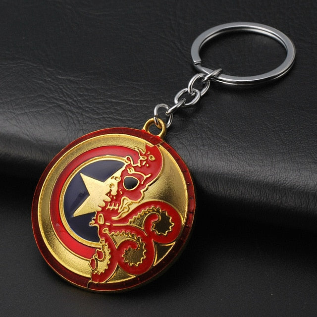 2019 Marvel The Avengers Keychain Thor's Hammer Thanos Gauntlet Captain America Shield Hulk Batman Mask Key Ring Wholesale