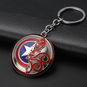 2019 Marvel The Avengers Keychain Thor's Hammer Thanos Gauntlet Captain America Shield Hulk Batman Mask Key Ring Wholesale