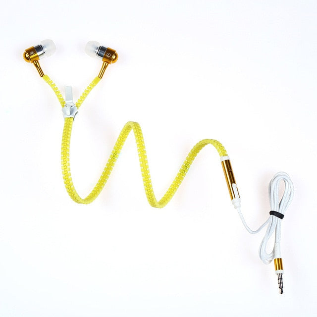 Luminous Earphone Popular Glowing in Dark Zipper In-Ear Sports Headset Wired Handfree Stereo Earphones With Cool Microphone