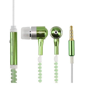 Luminous Earphone Popular Glowing in Dark Zipper In-Ear Sports Headset Wired Handfree Stereo Earphones With Cool Microphone