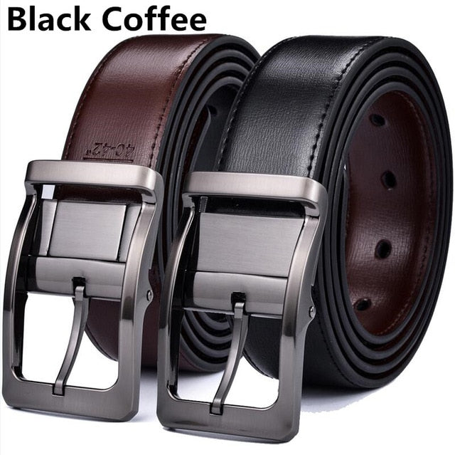 Men's Genuine Leather Dress Belt, Reversible Belt for Men Two In One 3.4cm wide mens belts big and tall