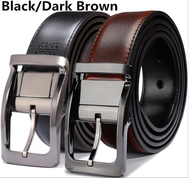 Men's Genuine Leather Dress Belt, Reversible Belt for Men Two In One 3.4cm wide mens belts big and tall