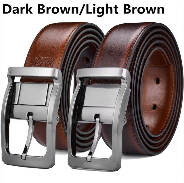 Men's Genuine Leather Dress Belt, Reversible Belt for Men Two In One 3.4cm wide mens belts big and tall